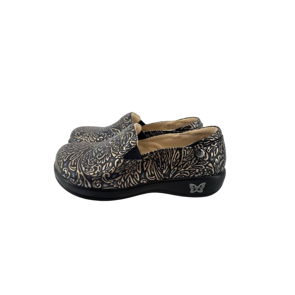 Alegria Metallic Tooled Faux Leather Clog Embossed Kel 6172 Size 37 NWOT